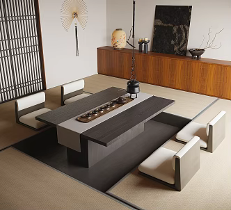 Modern Tea Table and Chair Tea Table Tea Set Tea Room 3d model