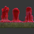 Decorative Red Candle Lamp With Multiple Sculptural Shapes And Green Base