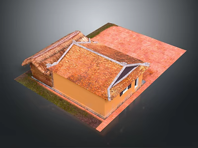 Detached Villa With Orange Tiled Roof And Yellow Exterior Walls Design 3d model