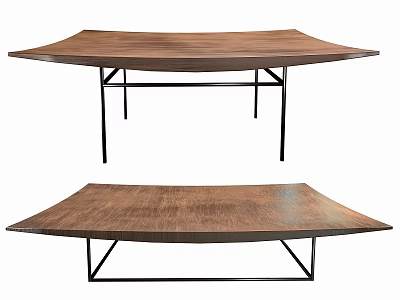 Modern Functional Table With Wooden Top And Black Metal Frame Design Structure 3d model