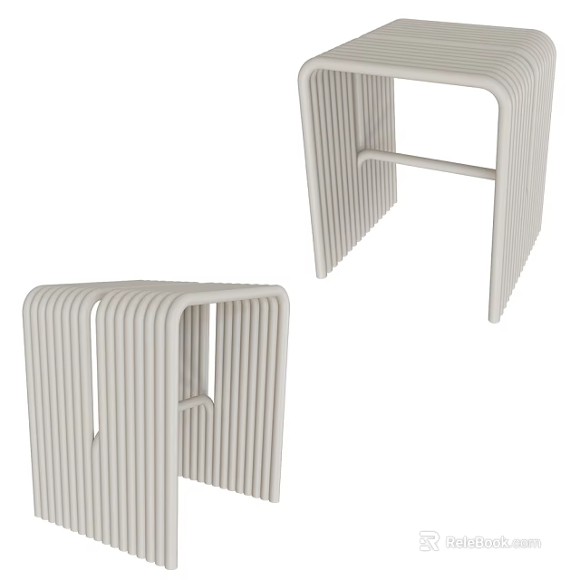 Modern Minimalist Side Table With Sleek Vertical Lines And Neutral Color For Home Decor 3d model 