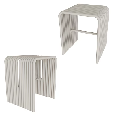 Modern Minimalist Side Table With Sleek Vertical Lines And Neutral Color For Home Decor 3d model