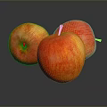 Three Fresh Juicy Red Apples With Vibrant Color And Shiny Skin On Dark Reflective Surface