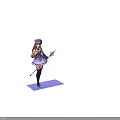 Game and Movie Character in Blue Purple Outfit Holding Red Gem Staff and Decorative Headdress