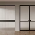 Modern Interior Sliding Doors With Black Frames And Textured Glass Panels Design