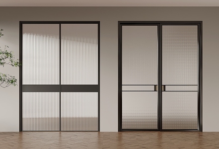 Modern sliding door Changhong glass craft glass 3d model