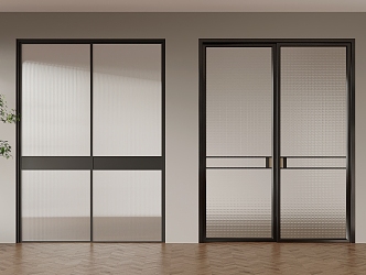 Modern sliding door Changhong glass craft glass 3d model