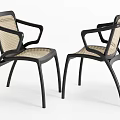 Modern Dining Chairs With Black Frame And Woven Seat Backrest Design 3d model