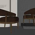 Stylish Modern Designer Green Beige Upholstered Accent Chairs With Wooden Legs