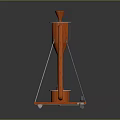 Orange Industrial Equipment With Conical Top Vertical Cylindrical Section And Metal Frame On Wheels