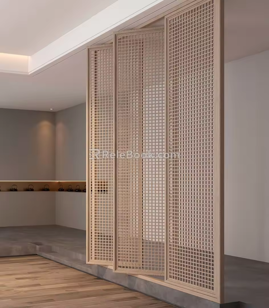 New Chinese style lattice partition 3d model