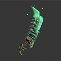 3D Rendered Green Spiked Blade Weapon With Decorative Red Accents And Glowing Green Points