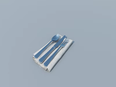 Stainless Steel Dinnerware Cutlery Set With Knife Fork Spoon And Linen Napkin 3d model