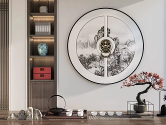 New Chinese Style Round Frame Painting Round Hanging Painting 3d model
