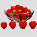 Fresh Red Strawberries Filled in Clear Glass Bowl with Several Arranged Beside