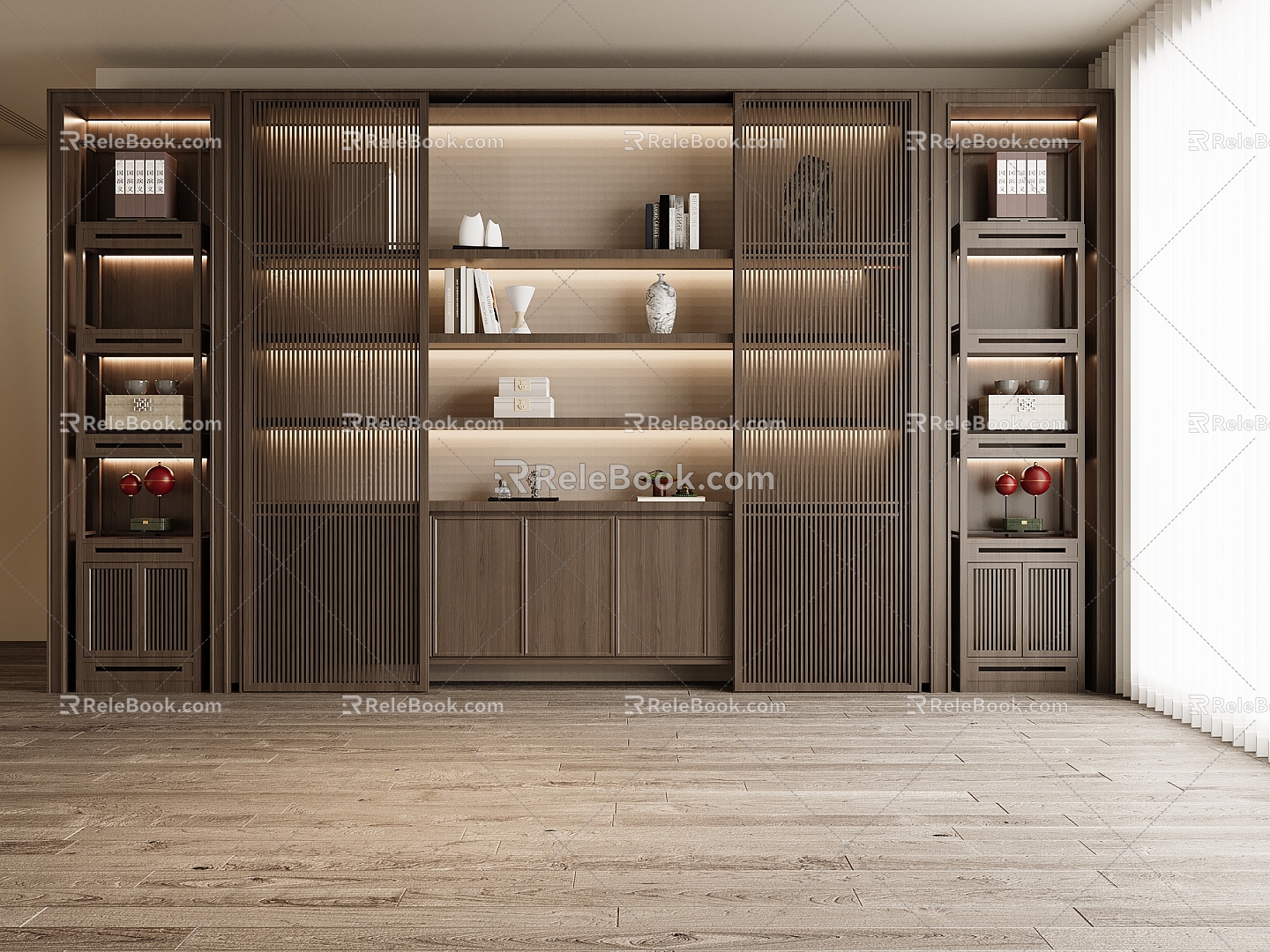 New Chinese Bookcase 3d model