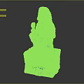 Ancient Style Green Jade Statue With Intricate Carvings On Decorative Base