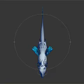 Elegant Mythical Creature 3D Model With White Body Blue Wings Tail Limbs And Yellow Horn