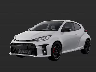 White Sporty Hatchback Car With Sleek Front Design Black Wheels And Red Brake Calipers 3d model