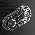 Shiny Metal Chain And Gears For Board Game Entertainment On Black Background