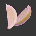 Two Fresh Juicy Lemon Slices on Black Background With Shiny Reflection