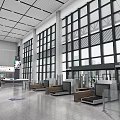 Modern Train Station Interior With Escalators Security Gates Large Glass Windows And Spacious Hall Design 3d model