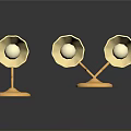 Elegant Golden Candle Holders With White Lampshades And Floral Circular Bases
