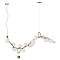 Modern Brass Chandelier with White Globe Lights and Branching Design for Living Room
