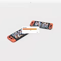 Portable Handheld Game Consoles With Orange Controllers And Game Screen