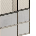 Modern Sliding Doors With Beige Light Gray Fabric Panels And Black Frames Design