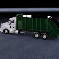Functional Garbage Truck With White Cab Green Dumpster And Dump Body 3d model