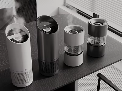 Smart Humidifiers Of Various Designs On Table 3d model
