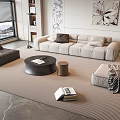 Modern sofa coffee table combination 3d model