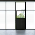 Modern Floor to Ceiling Windows with Blinds and Central Door Overlooking Trees