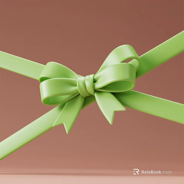 Elegant Decorative Ornament Set With Green Bow Ribbon On Pink Background 3d model 