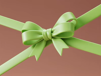 Elegant Decorative Ornament Set With Green Bow Ribbon On Pink Background 3d model