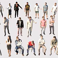 Collection Of People In Various Poses And Different Outfits Character Models