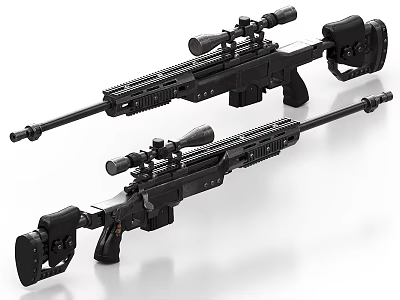 Modern Tactical Sniper Rifles With High Power Scopes And Ergonomic Design 3d model