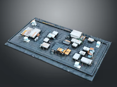 Detailed Miniature Workspace Layout Model With Multiple Tables Cabinets And Equipment 3d model