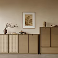 Modern Entryway Cabinet And Side Cabinet With Wooden Lattice Design And Storage Space