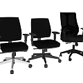 Three Different Black Office Chairs with Adjustable Arms and Rolling Casters Ergonomic Design for Workspace