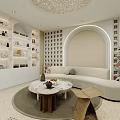 Elegant Modern Beauty Spa Interior With Reception Desk Cozy Seating And Plants