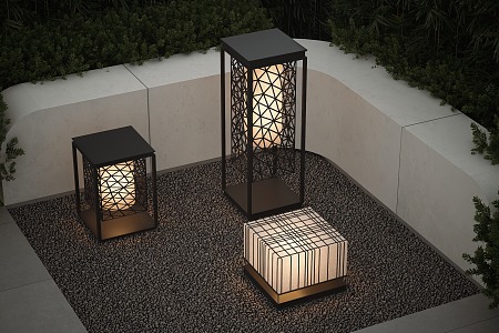 Modern garden lamp outdoor lamp landscape lamp combination camping lamp lawn lamp 3d model