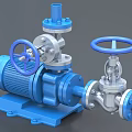 Blue Industrial Pump Valve Equipment With Handwheel Motor And Piping Connections