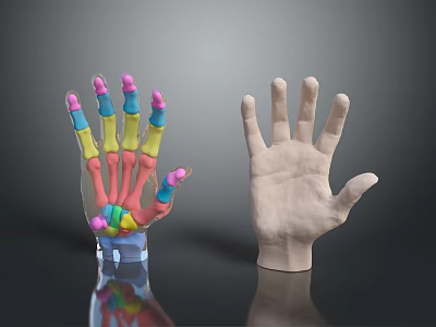 Human Hand Anatomical Models Featuring Colorful Skeletal Structure And Realistic Design 3d model