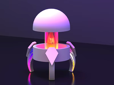 Modern Futuristic Sculptural Device With Dome Top Glowing Interior And Colorful Lights 3d model