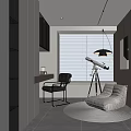 Modern Study Room Interior With Writing Desk Telescope Cozy Armchair And Round Rug