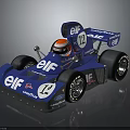 Blue Vintage Formula Race Car With ELF Ford Goodyear Logos Rear Wing Number 12