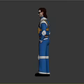 Blue And Orange Character Uniform With White Accents Badge And Sunglasses