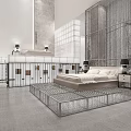 Modern Bedroom Furniture Showroom Displaying Elegant Beds Nightstands And Lighting
